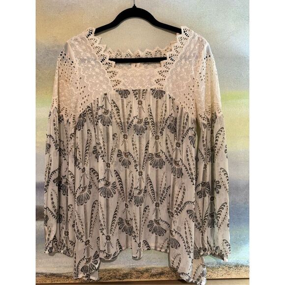 Anthropologie Floreat Tops - CLEARANCE Anthropologie Floreat Womens Floral Lace Cantata Peasant Blouse
